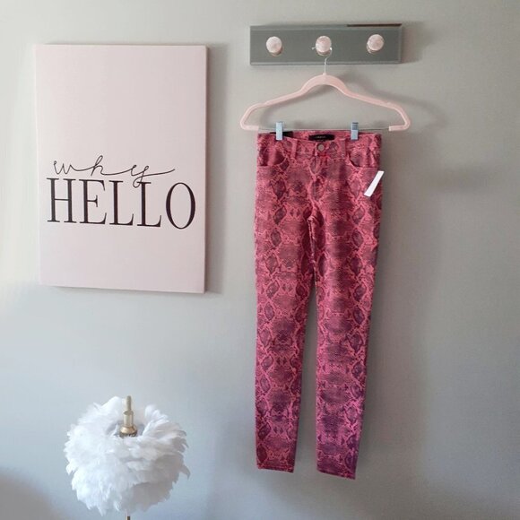 NWT J Brand neon pink snakeskin mid-rise skinny ankle jeans, 26 - Picture 13 of 14